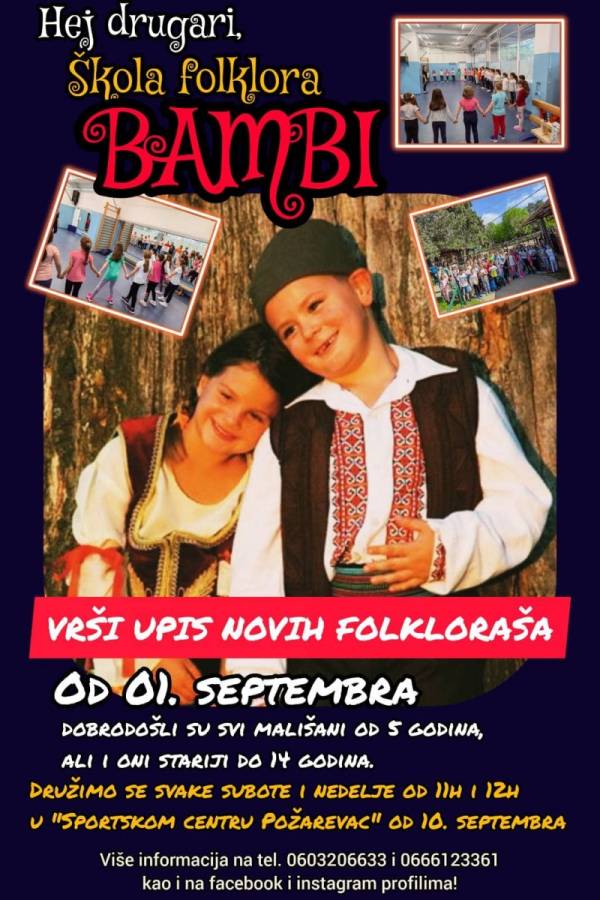 Škola folklora “Bambi” vrši upis novih polaznika