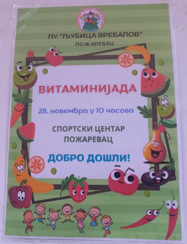 „Vitaminijada“ u ponedeljak, predškolci kroz igru uče o pravilnoj ishrani