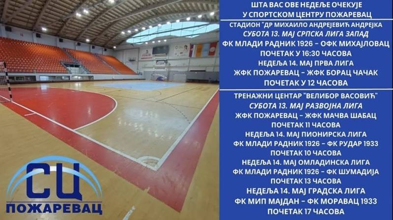 Raspored utakmica u Sportskom centru Požarevac