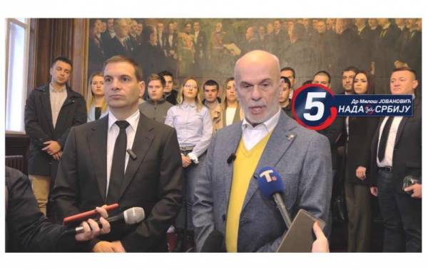 Proglašena izborna lista "Dr Miloš Jovanović - Nada za Srbiju"