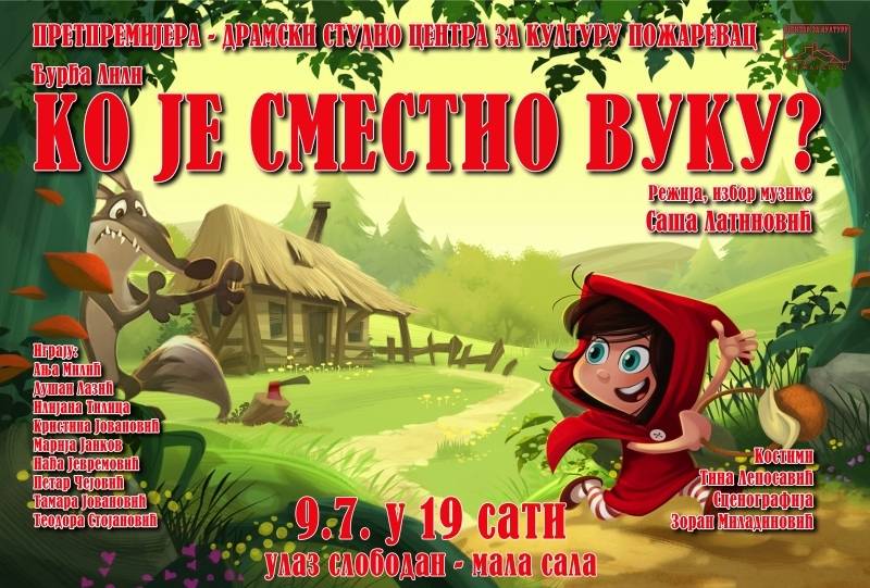 "Ko je smestio vuku?" danas od 19 sati u CZK Požarevac