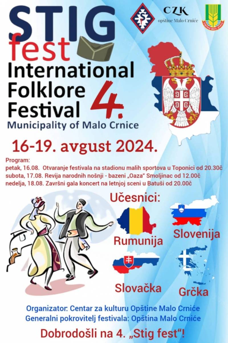 Folklorni ansambli iz Slovenije, Grčke, Slovačke i Rumunije u opštini Malo Crniće