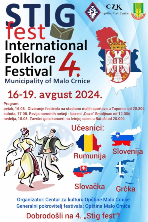 Folklorni ansambli iz Slovenije, Grčke, Slovačke i Rumunije u opštini Malo Crniće