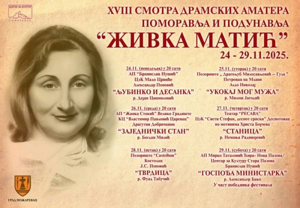 Od 24. novembra Požarevac u znaku pozorišta: počinje Smotra „Živka Matić“