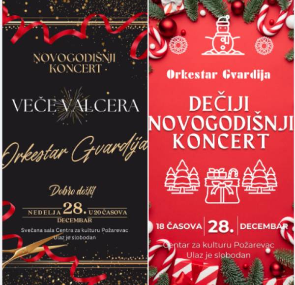 „Gvardija“ donosi prazničnu čaroliju: Novogodišnji koncerti u Požarevcu