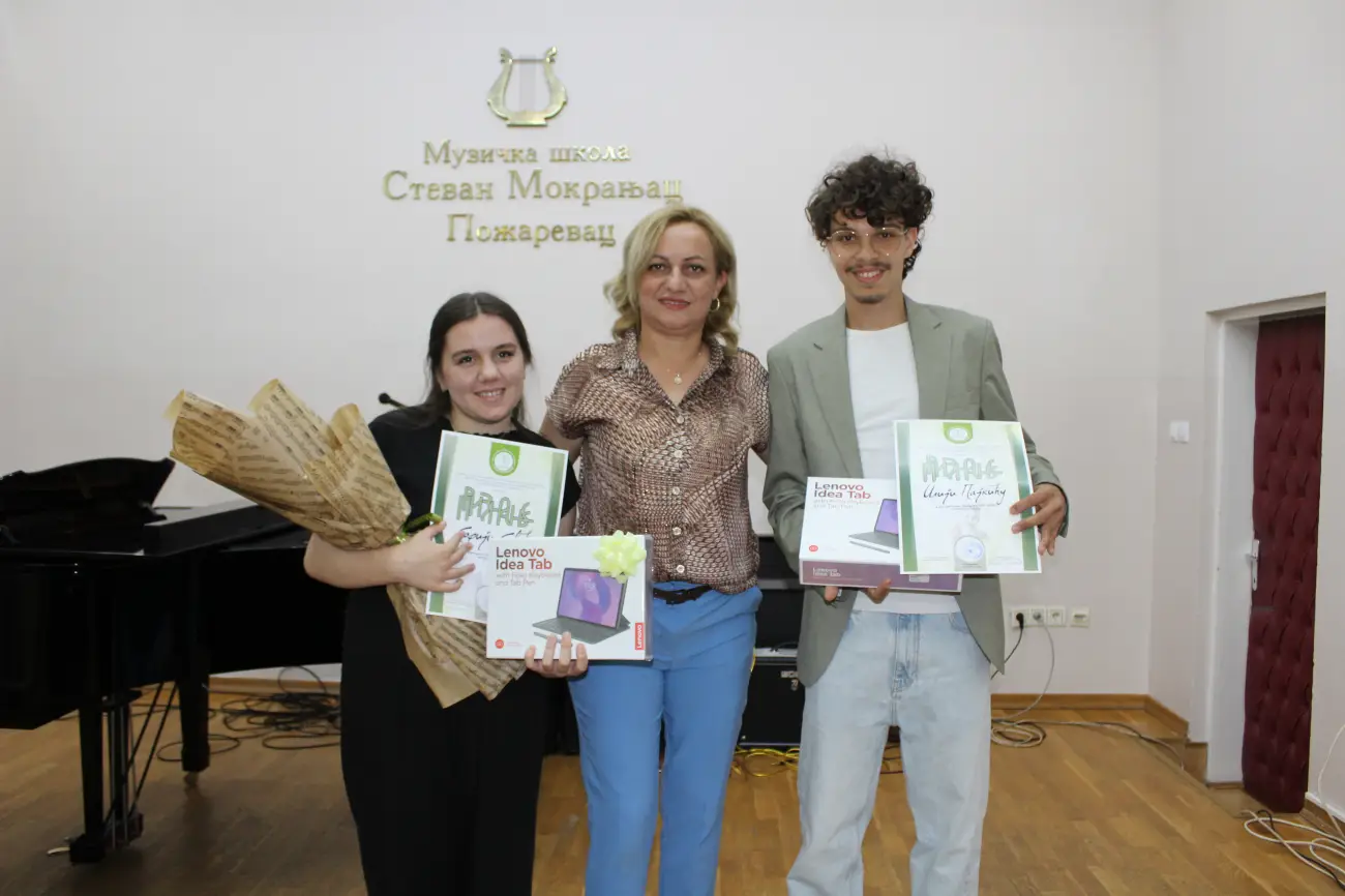 Učenici generacije Muzičke škole „Stevan Mokranjac“ u Požarevcu – Sofija Savić i Ilija Pajkić, Foto:ŠOSMO „Stevan Mokranjac“ Požarevac