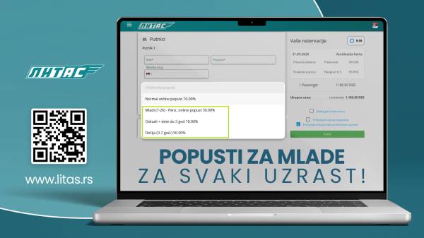 Litas uveo popuste za mlade do 26 godina na online kupovinu karata